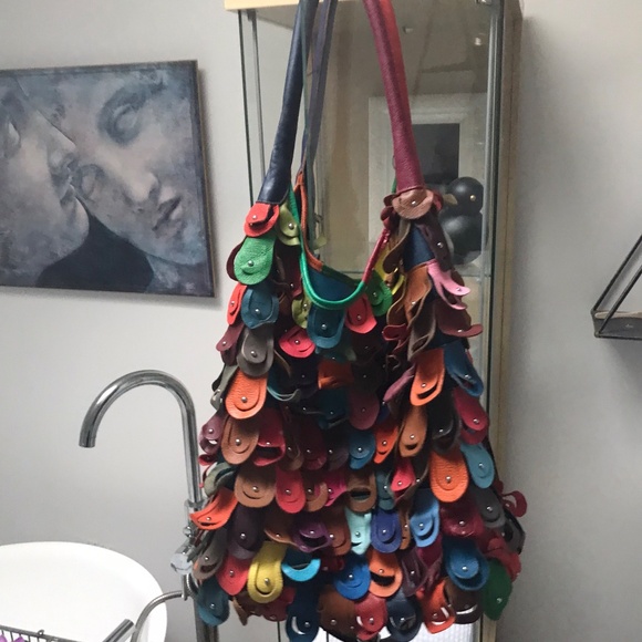 Unique, FABULOUS authentic Leather large bag NWOT - Picture 2 of 8